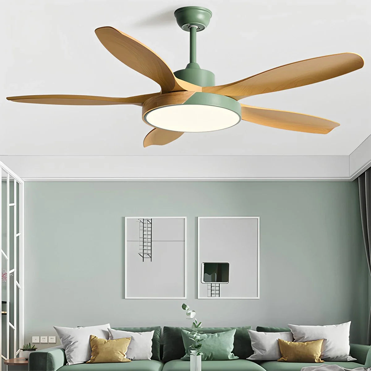Luvori Nordic Living Room Ceiling Fan with Light