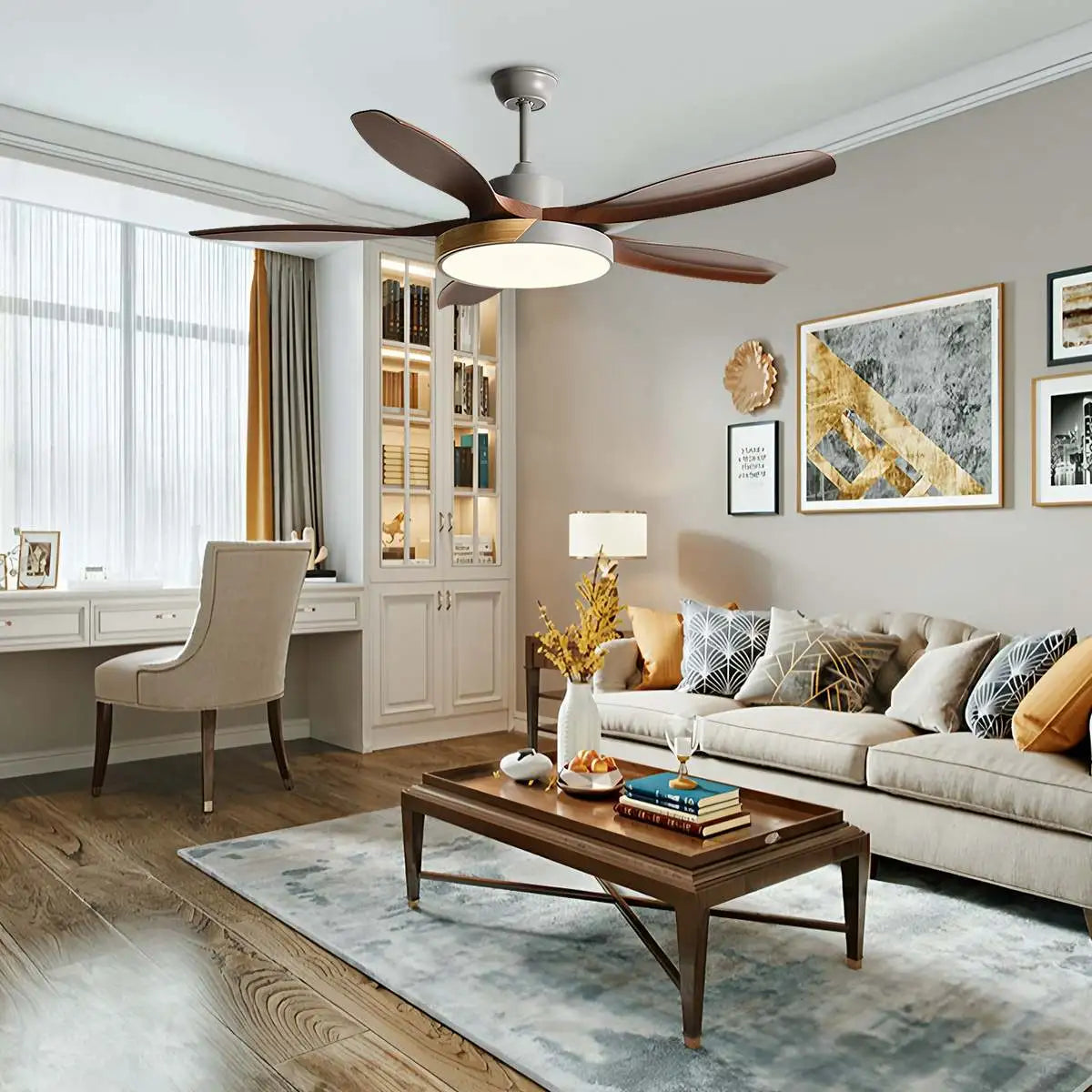 Luvori Nordic Living Room Ceiling Fan with Light