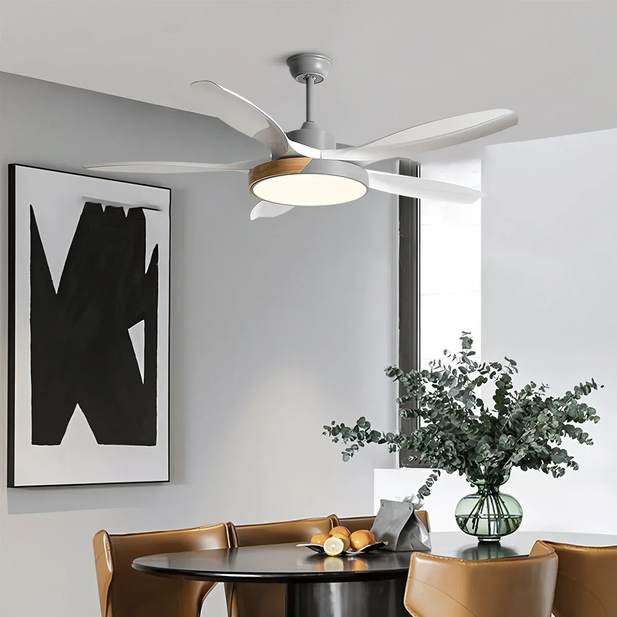 Luvori Nordic Living Room Ceiling Fan with Light