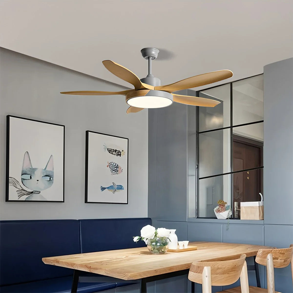 Luvori Nordic Living Room Ceiling Fan with Light