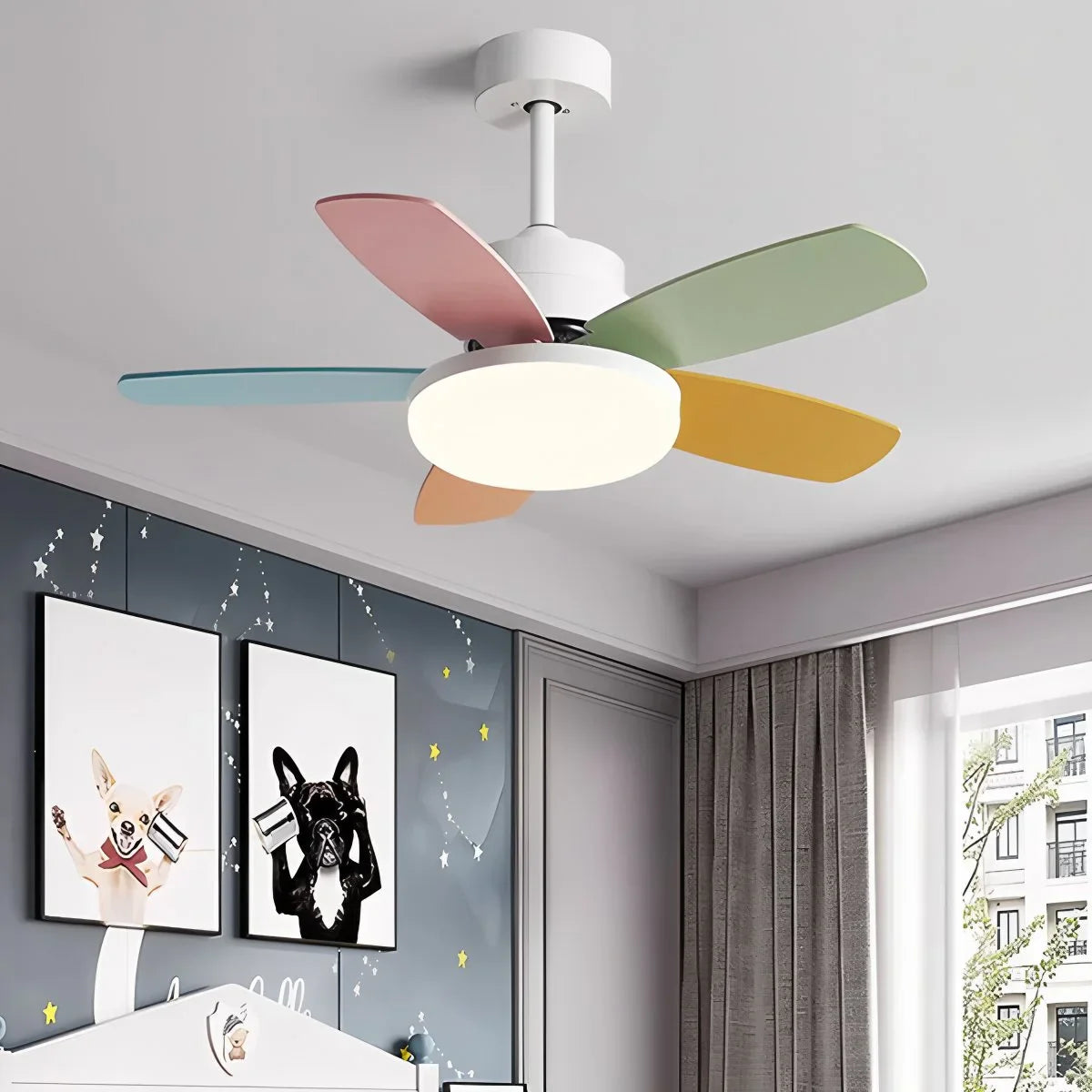 Luvori Nordic Colorful Leaf Ceiling Fan Light