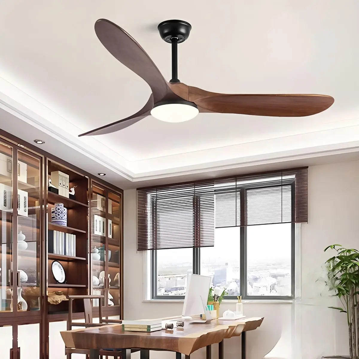 Eloer Nordic Solid Wood Ceiling Fan with Light