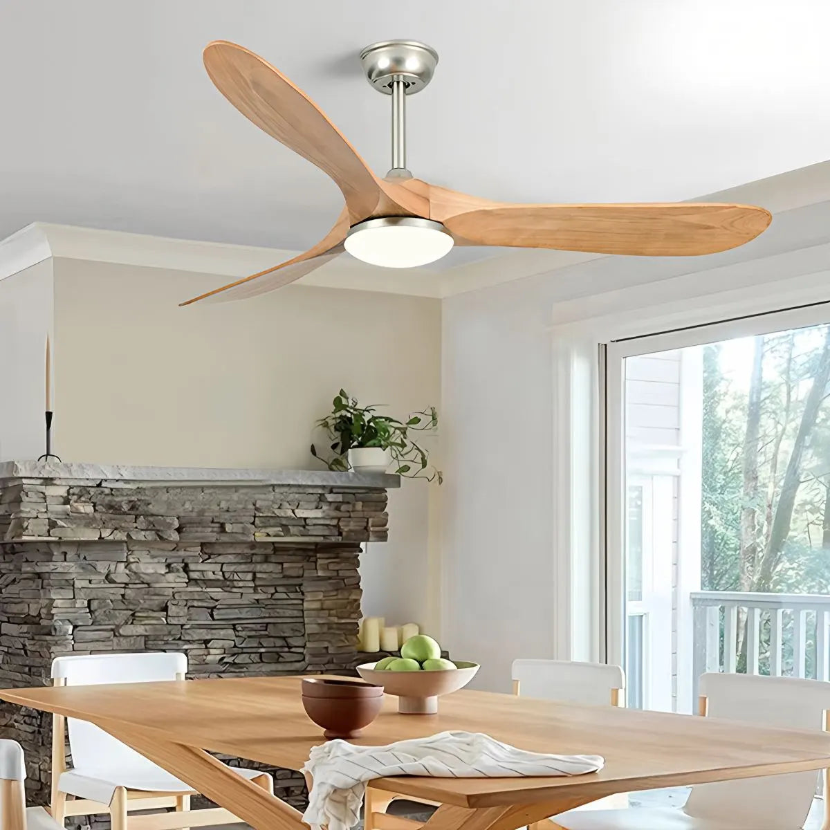 Eloer Nordic Solid Wood Ceiling Fan with Light