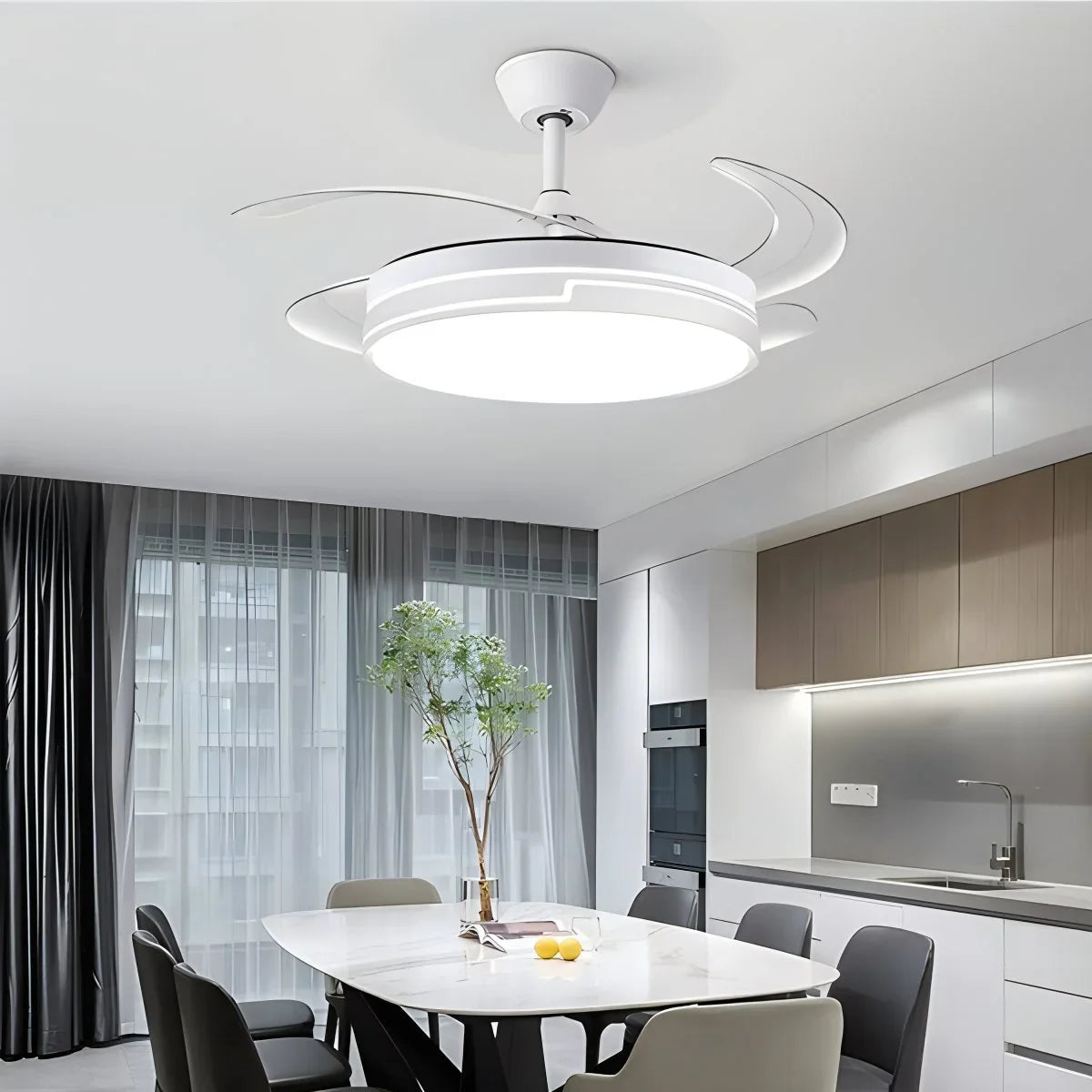 Luvori Remote Minimalist Hugger Ceiling Fan Light