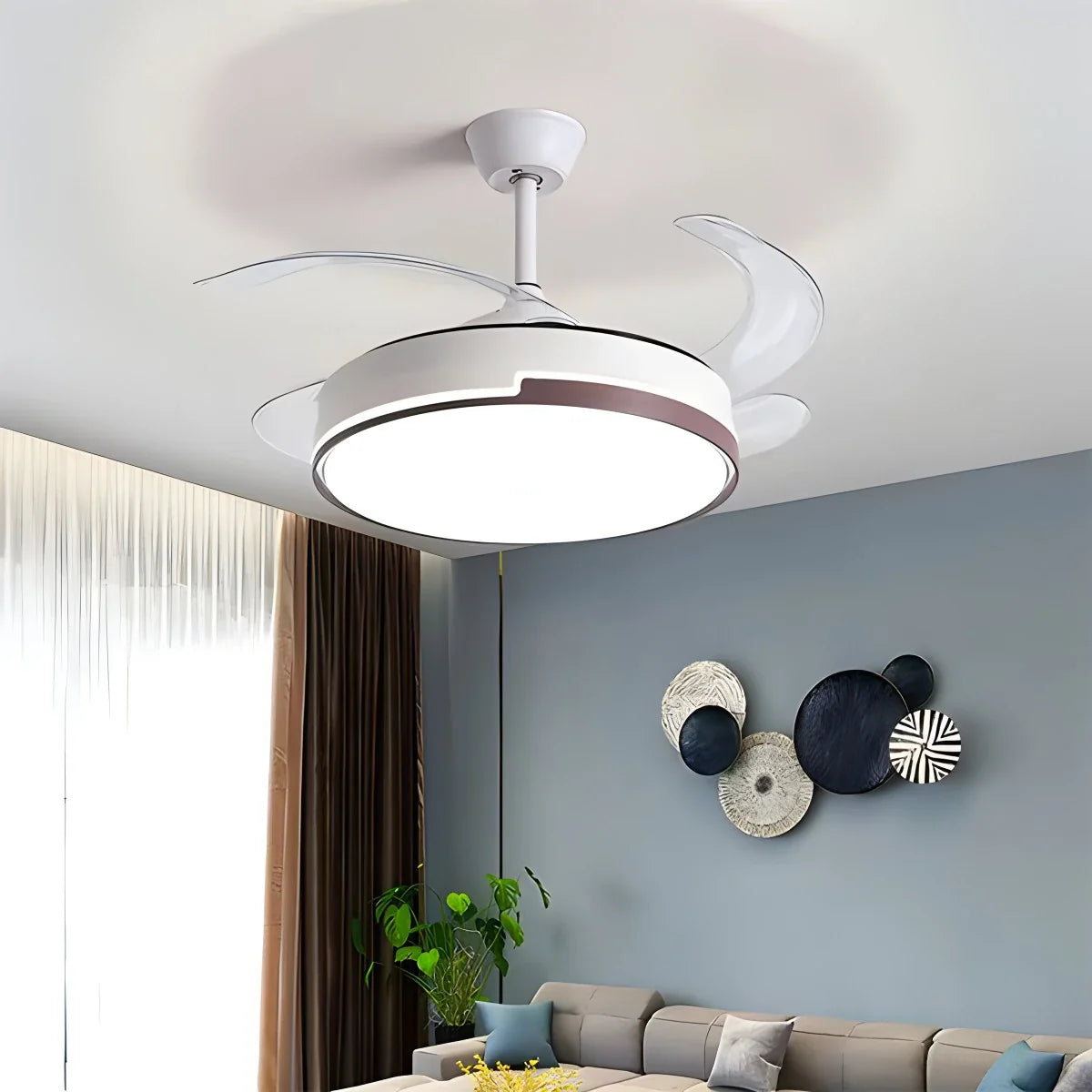 Luvori Remote Minimalist Hugger Ceiling Fan Light