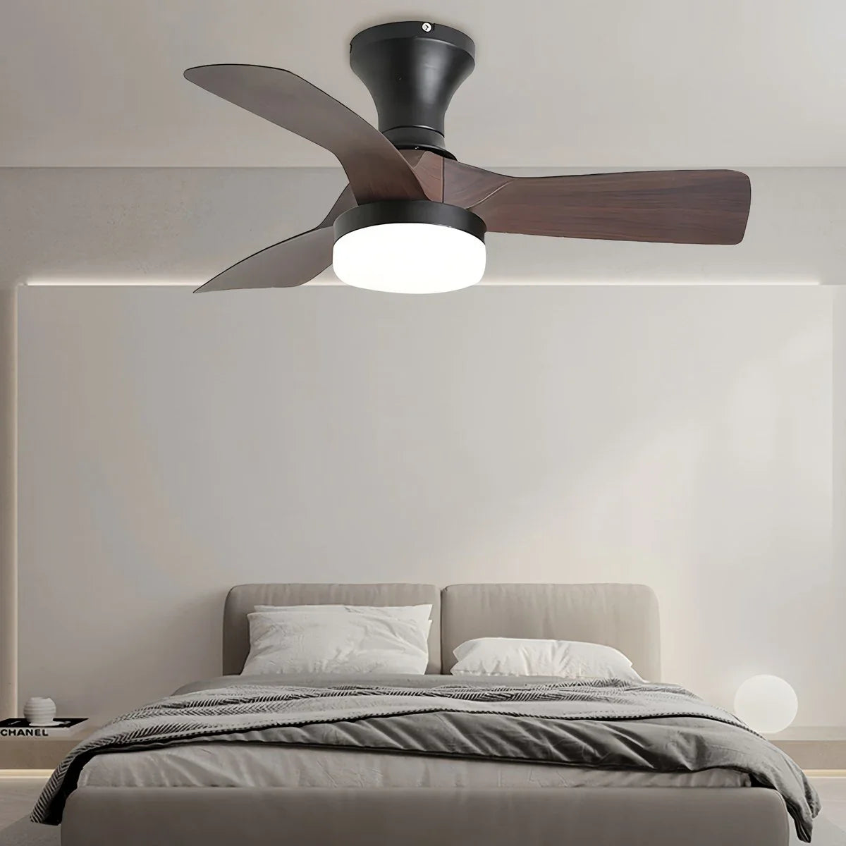 Eloer Small Propeller Ceiling Fan With Light for Bedroom