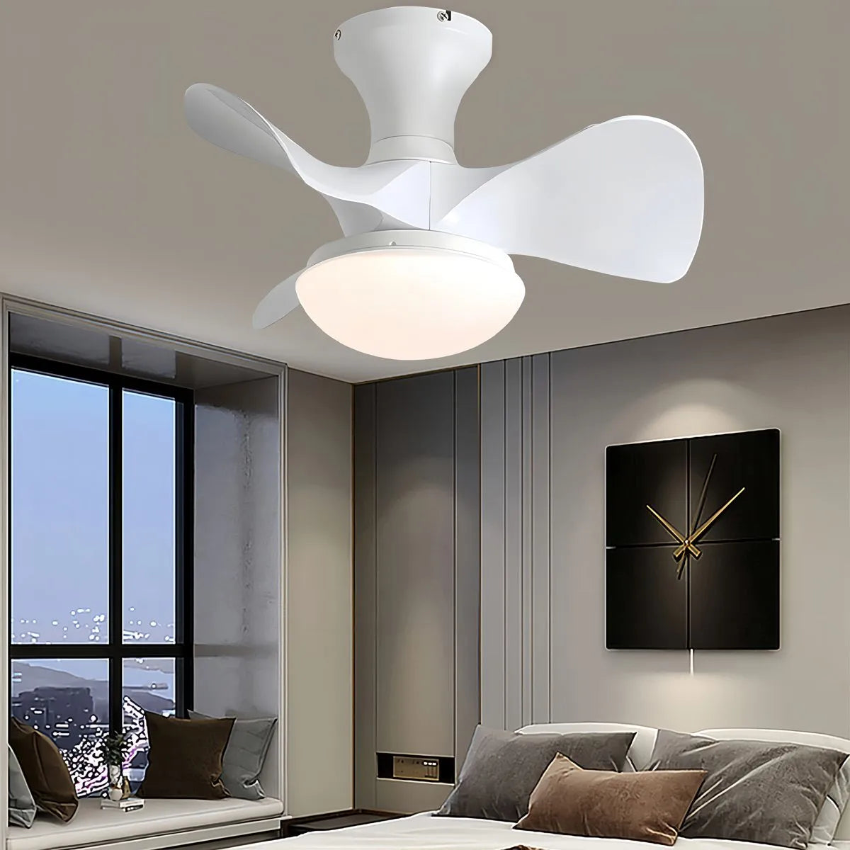 Eloer Small Propeller Ceiling Fan With Light for Bedroom