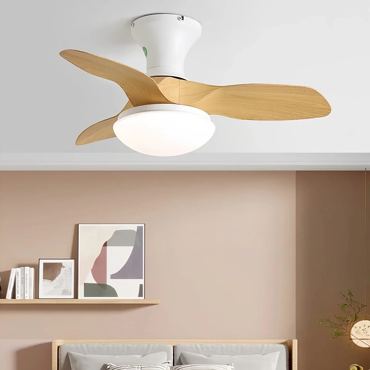 Eloer Small Propeller Ceiling Fan With Light for Bedroom