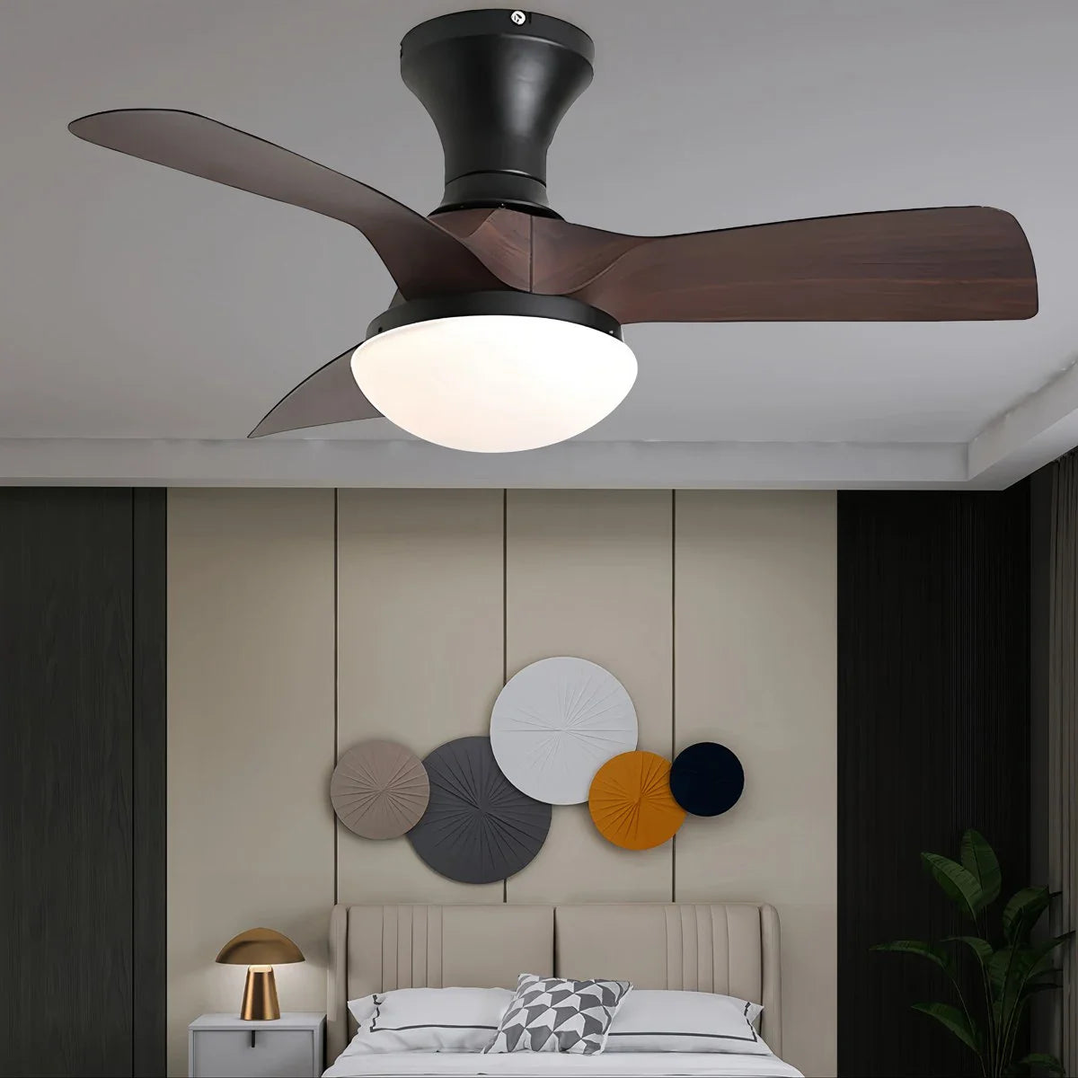 Eloer Small Propeller Ceiling Fan With Light for Bedroom