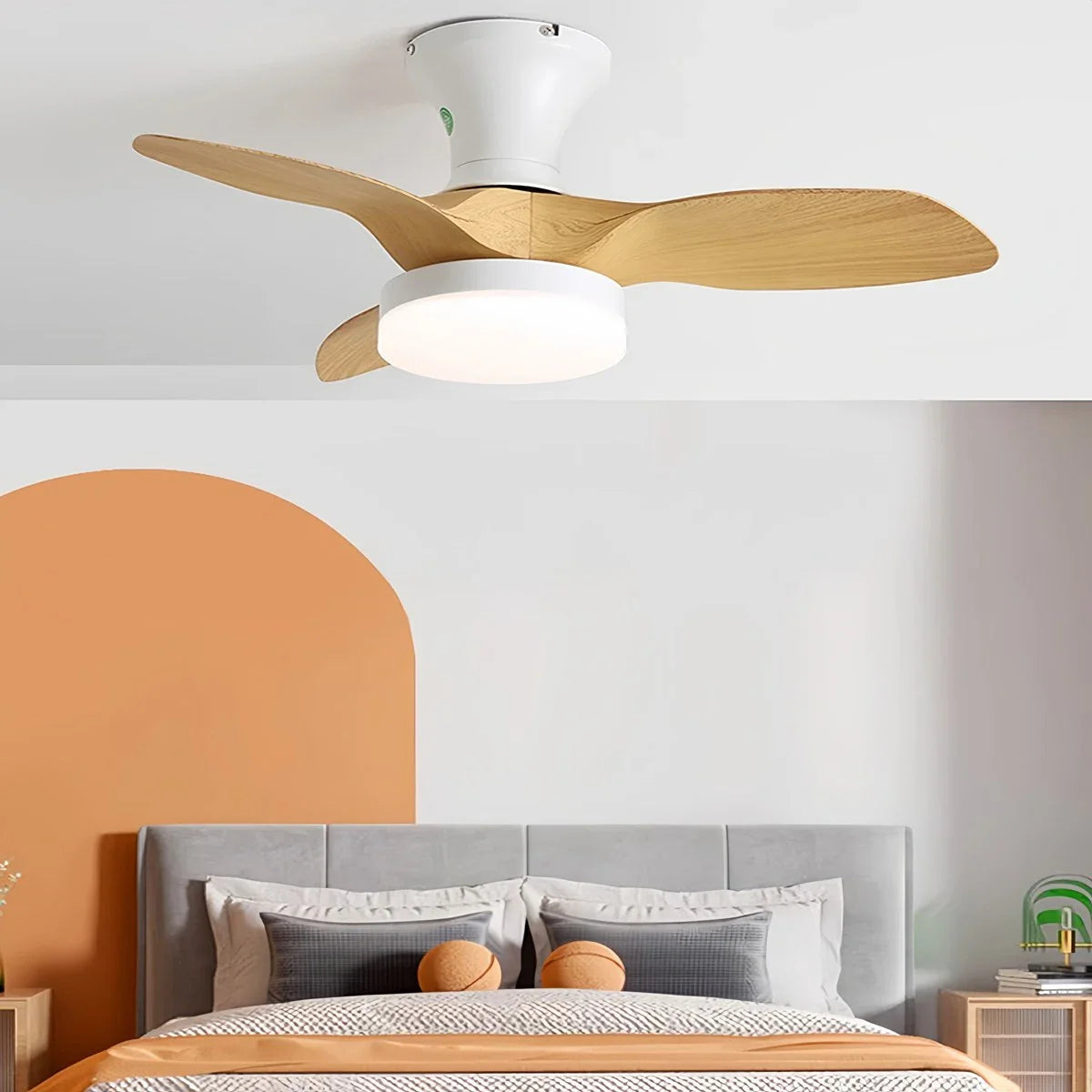 Eloer Small Propeller Ceiling Fan With Light for Bedroom