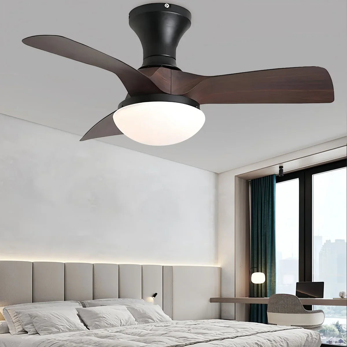 Eloer Small Propeller Ceiling Fan With Light for Bedroom
