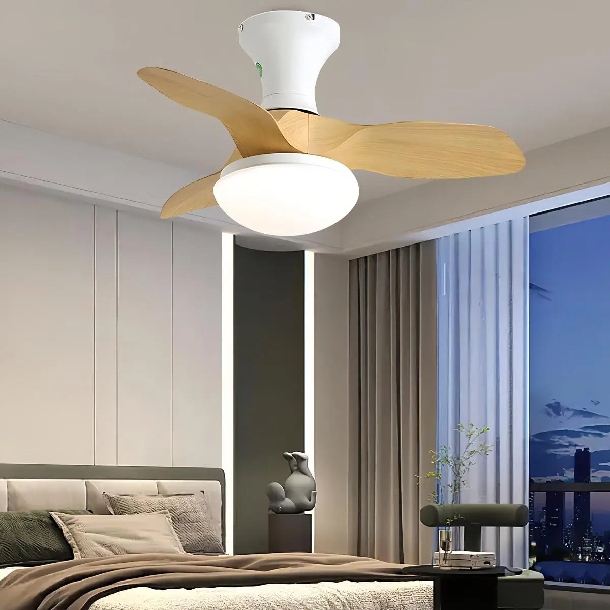 Eloer Small Propeller Ceiling Fan With Light for Bedroom