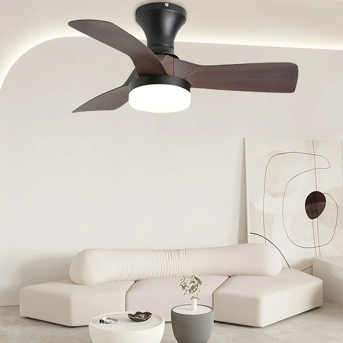 Eloer Small Propeller Ceiling Fan With Light for Bedroom