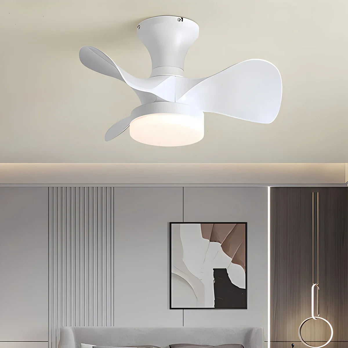 Eloer Small Propeller Ceiling Fan With Light for Bedroom