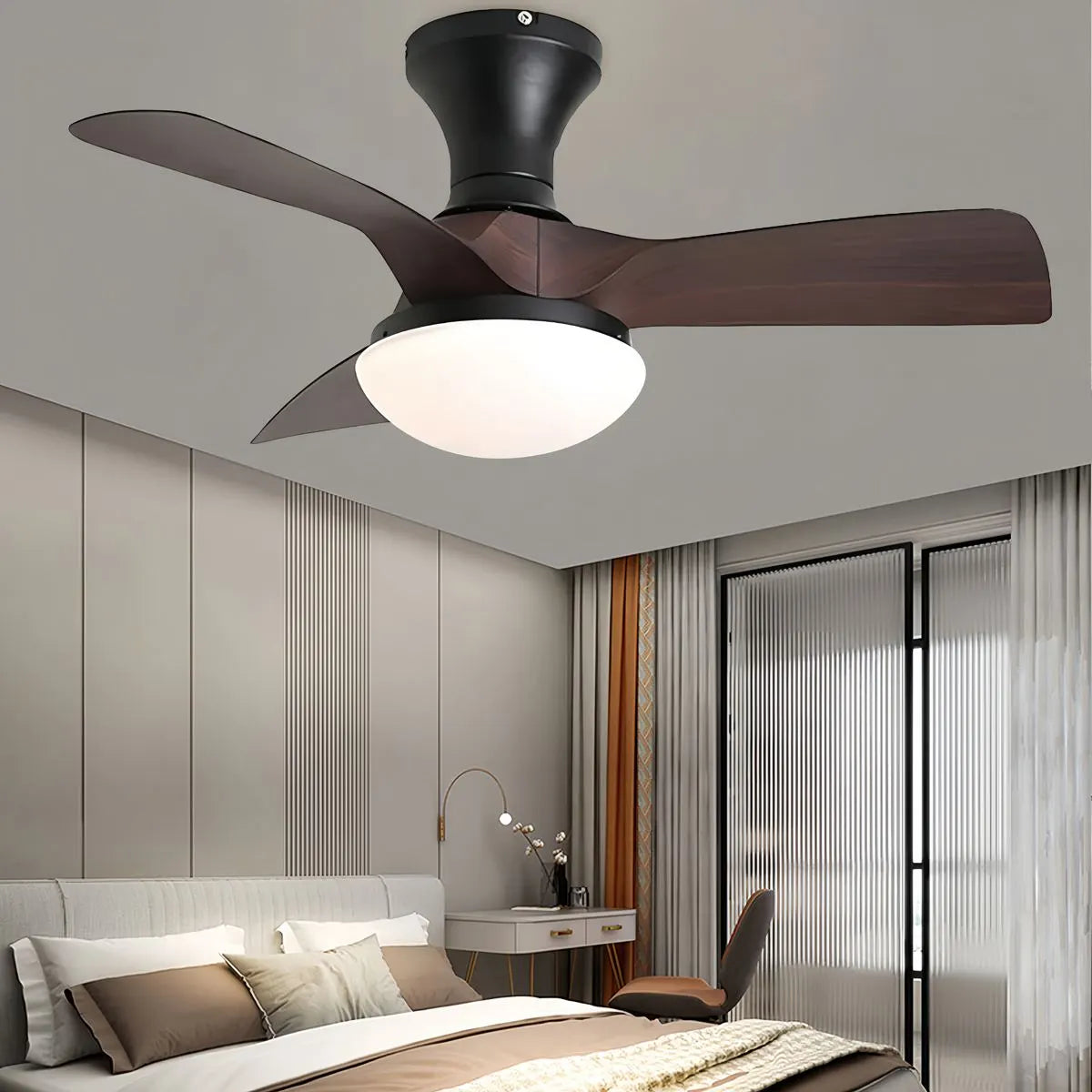 Eloer Small Propeller Ceiling Fan With Light for Bedroom