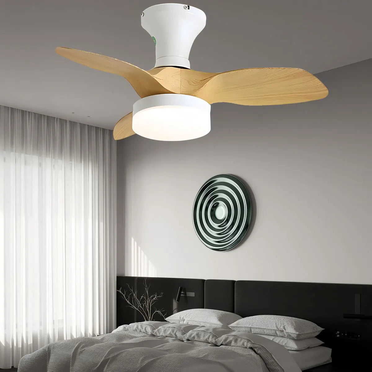 Eloer Small Propeller Ceiling Fan With Light for Bedroom
