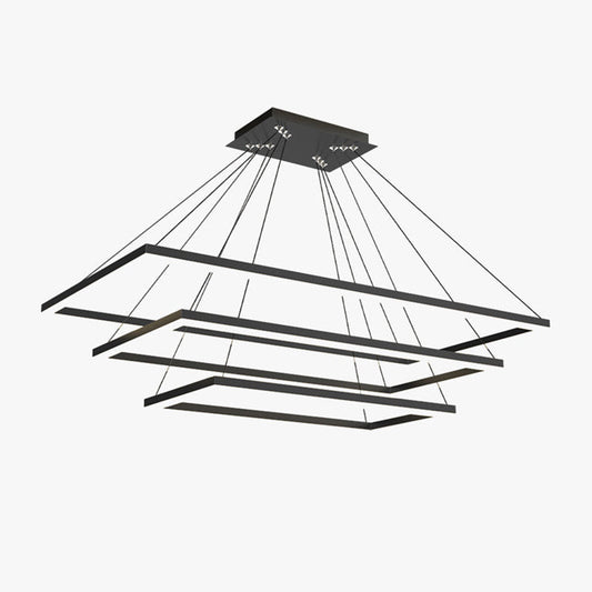 Eloer Modern Black Tiered Rectangular Chandelier