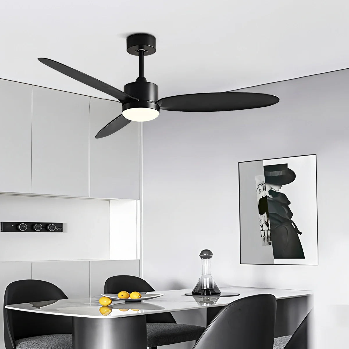 Eloer 3-Blade Ceiling Fan With Light for Bedroom
