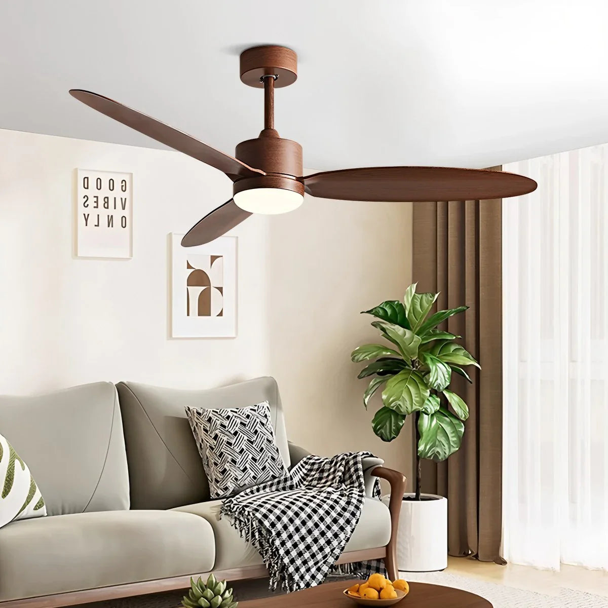 Eloer 3-Blade Ceiling Fan With Light for Bedroom