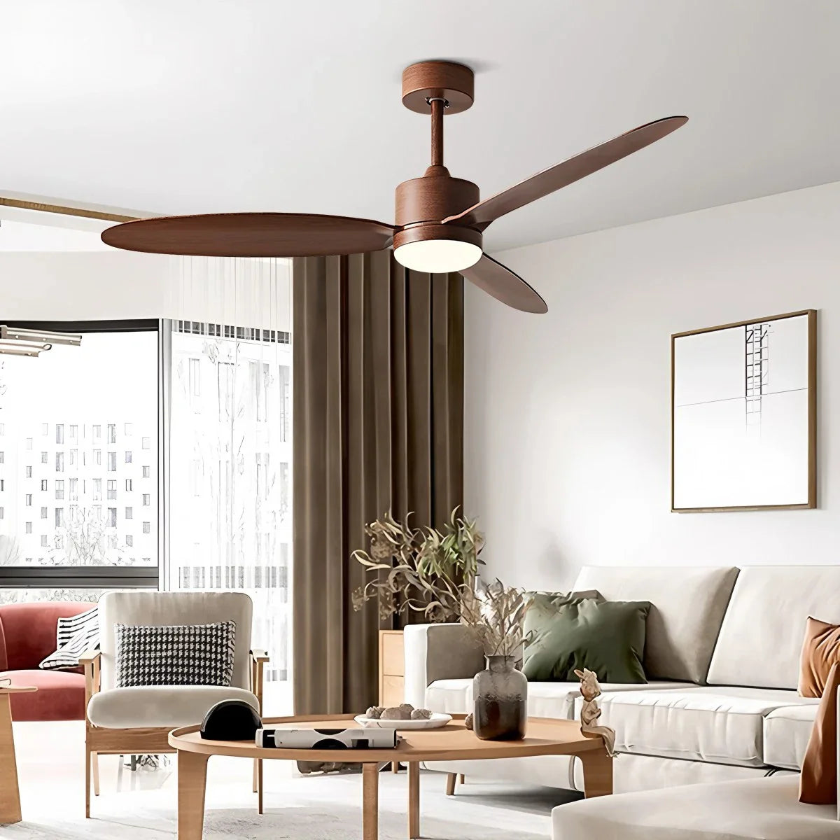 Eloer 3-Blade Ceiling Fan With Light for Bedroom