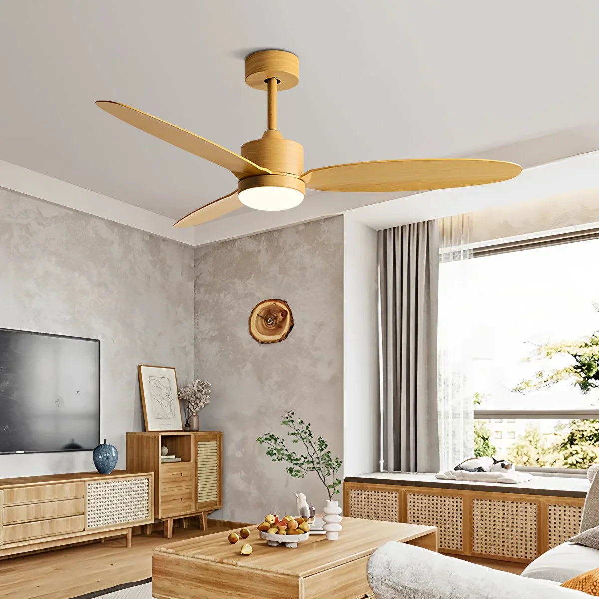 Eloer 3-Blade Ceiling Fan With Light for Bedroom