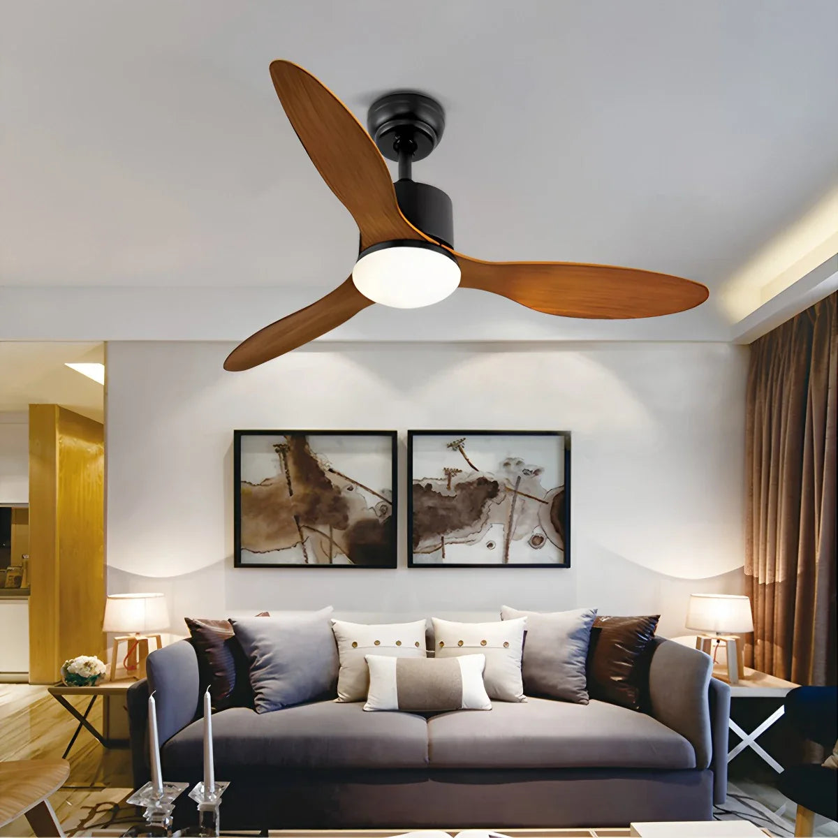 Eloer 3 Blade Modern Ceiling Fan with Light