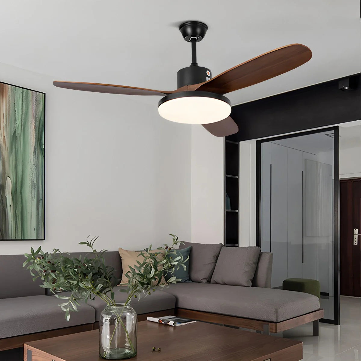 Eloer Wood 3 Blade Ceiling Fan with Light