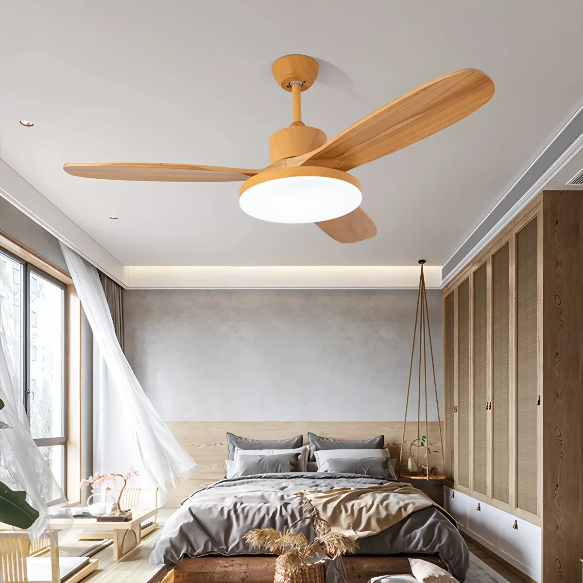 Eloer Wood 3 Blade Ceiling Fan with Light