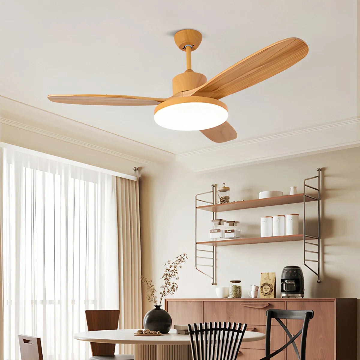 Eloer Wood 3 Blade Ceiling Fan with Light