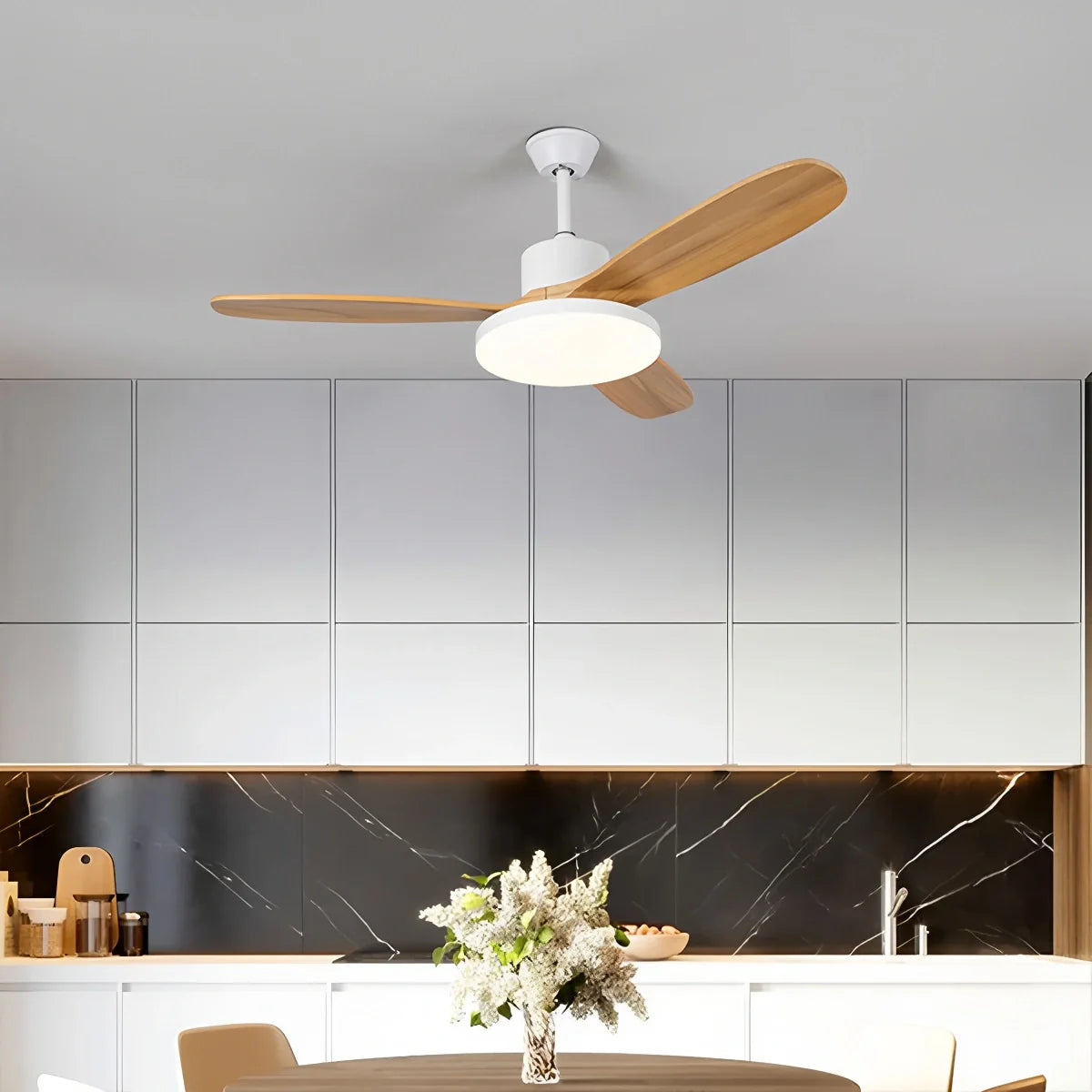 Eloer Wood 3 Blade Ceiling Fan with Light