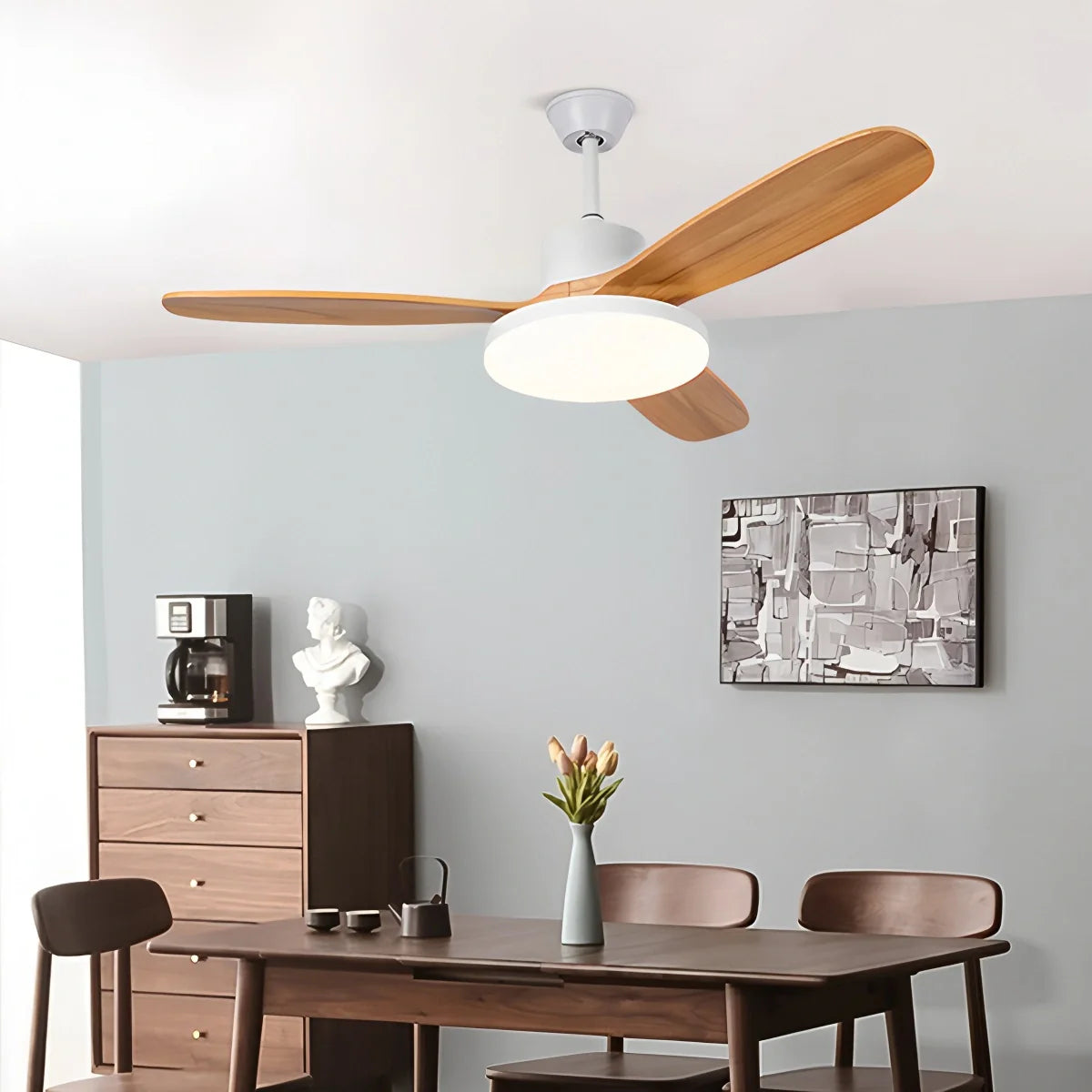 Eloer Wood 3 Blade Ceiling Fan with Light
