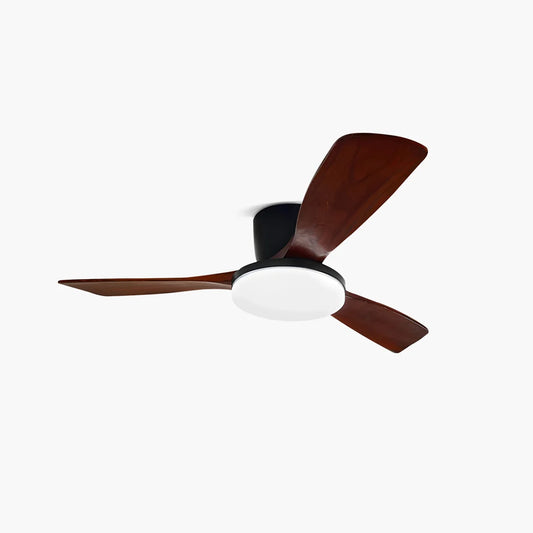 Eloer Wood 3 Blade Low Profile Ceiling Fan Lamp