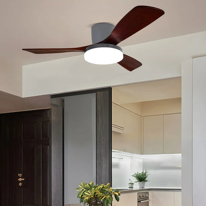 Eloer Wood 3 Blade Low Profile Ceiling Fan Lamp