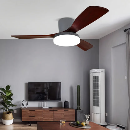 Eloer Wood 3 Blade Low Profile Ceiling Fan Lamp