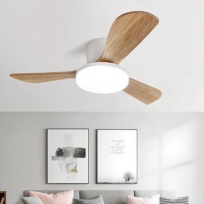 Eloer Wood 3 Blade Low Profile Ceiling Fan Lamp