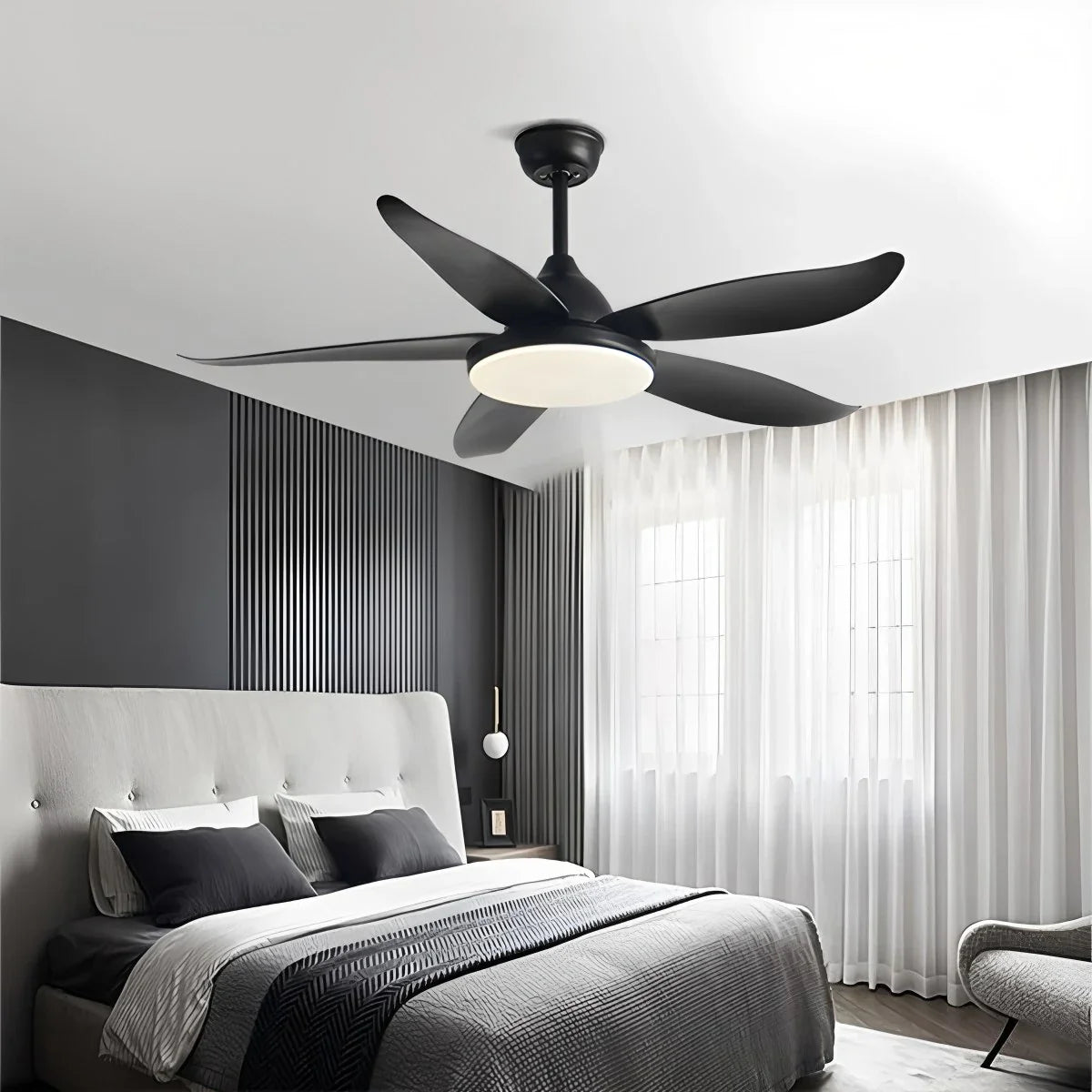 Eloer 5 Blade Contemporary Ceiling Fan Lamp