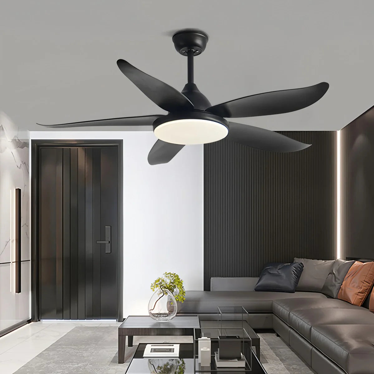 Eloer 5 Blade Contemporary Ceiling Fan Lamp