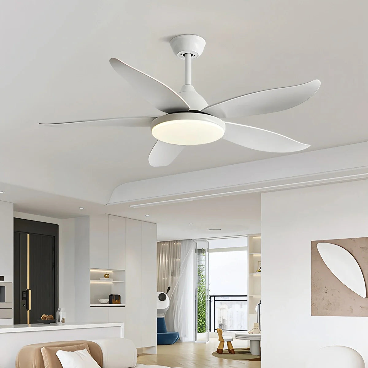 Eloer 5 Blade Contemporary Ceiling Fan Lamp