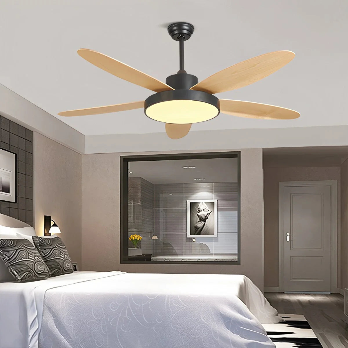 Eloer 5 Blade Modern Ceiling Fan Lamp for Living Room