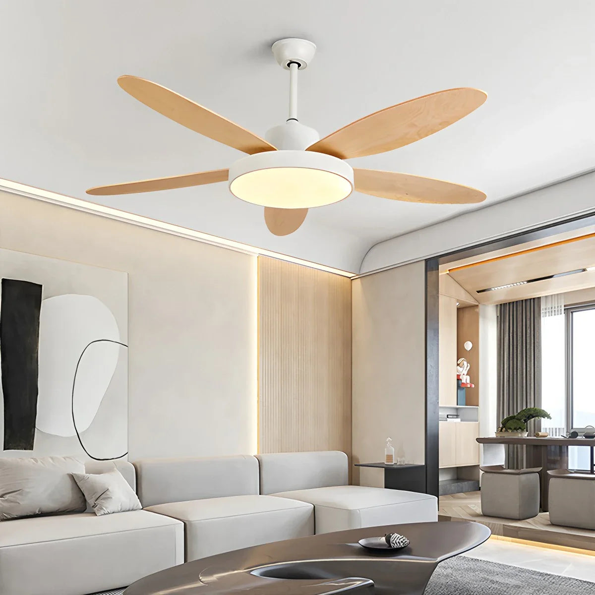 Eloer 5 Blade Modern Ceiling Fan Lamp for Living Room