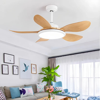 Eloer 5-Blade Wood Ceiling Fan with Light for Living Room