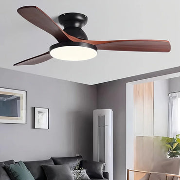 Eloer Vintage 3-leaf Solid Wood Ceiling Fan Lamp