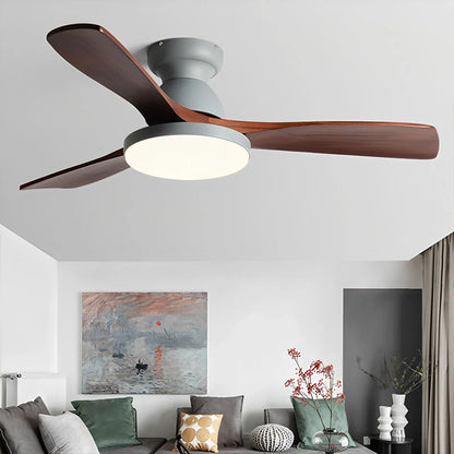 Eloer Vintage 3-leaf Solid Wood Ceiling Fan Lamp