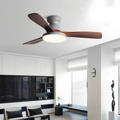 Eloer Vintage 3-leaf Solid Wood Ceiling Fan Lamp