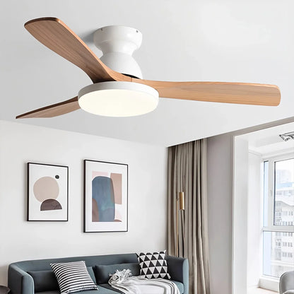 Eloer Vintage 3-leaf Solid Wood Ceiling Fan Lamp