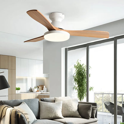 Eloer Vintage 3-leaf Solid Wood Ceiling Fan Lamp