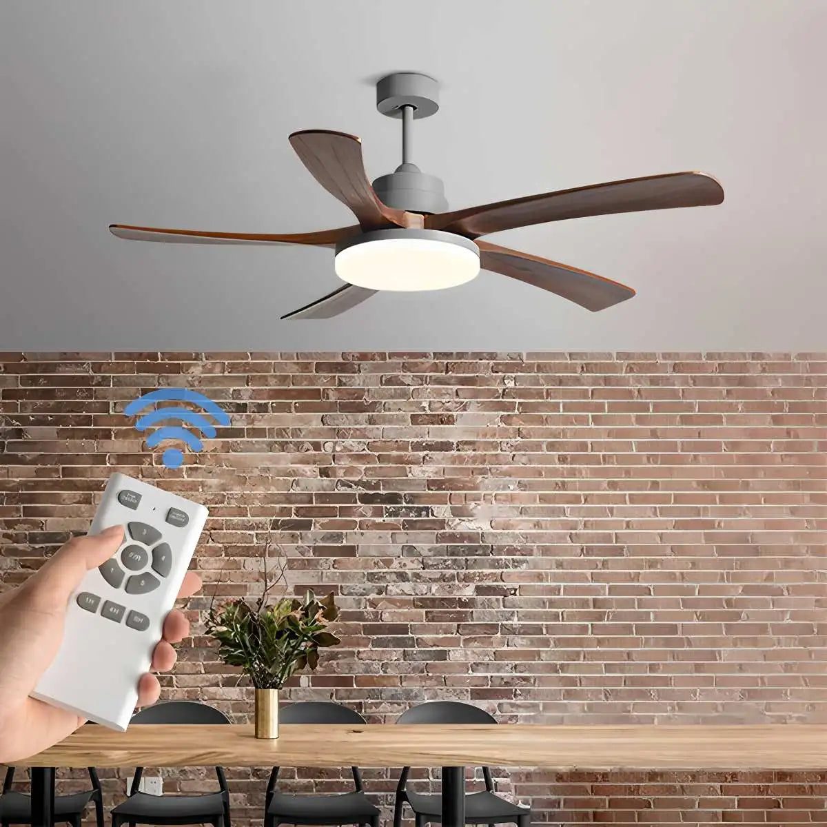 Luvori High Wind Solid Wood Ceiling Fan Light