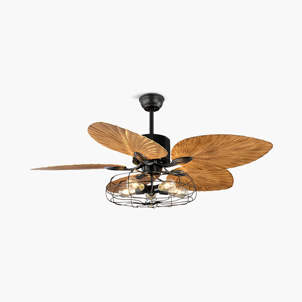 Eloer Industrial Tropical Palm Leaves Ceiling Fan Light