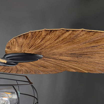 Eloer Industrial Tropical Palm Leaves Ceiling Fan Light