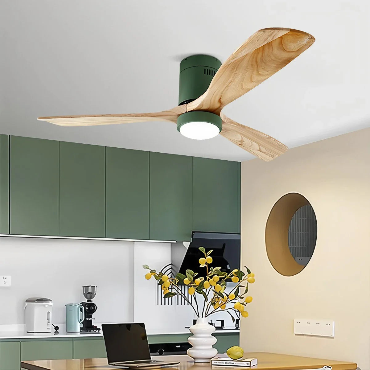 Eloer Mid-century Modern Hugger Ceiling Fan Lamp